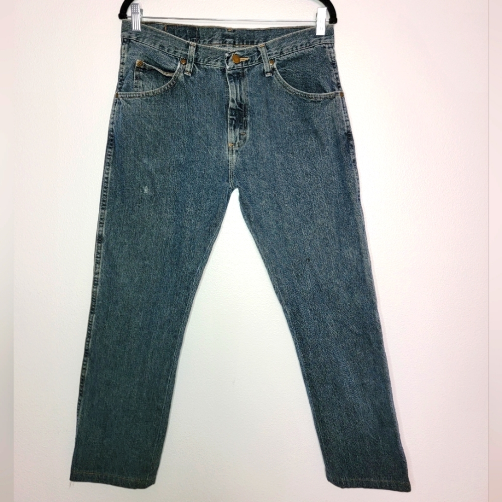 Authentic Wrangler Jeans Denim Mens Light Blue Pants 33x30 Regular Fit Vintage